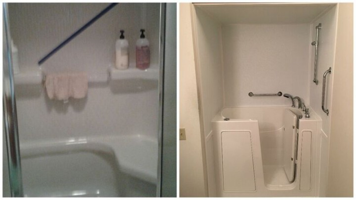 Before and After Small Walk in Tub Installation in Hamilton, MT